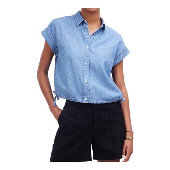 Madewell Tops - Madewell Womens Denim Side Tie Botton Up Shirt in Aurea Wash Size L